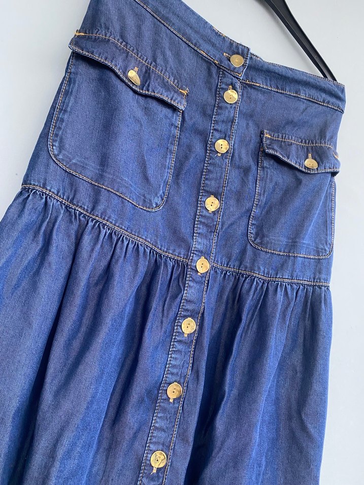 Adil ışık cep detaylı denim etek - Görsel 5