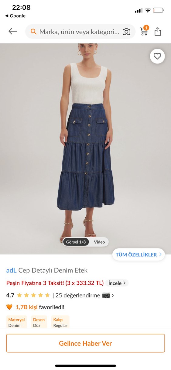 Adil ışık cep detaylı denim etek - Görsel 3