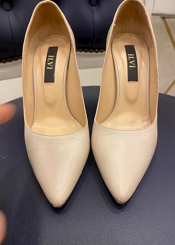 İlvi hakiki deri bej stiletto - Görsel 2