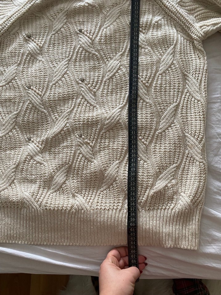 Yün örgülü inci ve taş detaylı ithal kazak - Görsel 5