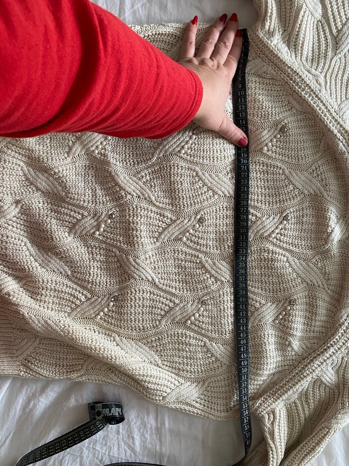 Yün örgülü inci ve taş detaylı ithal kazak - Görsel 4