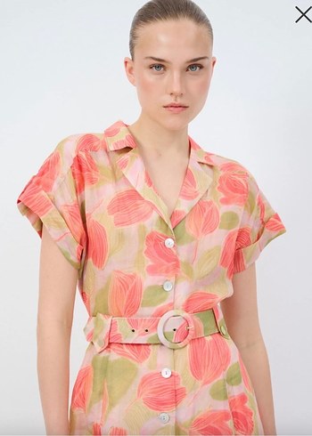 Adil ışık desenli kemerli elbise - Görsel 2