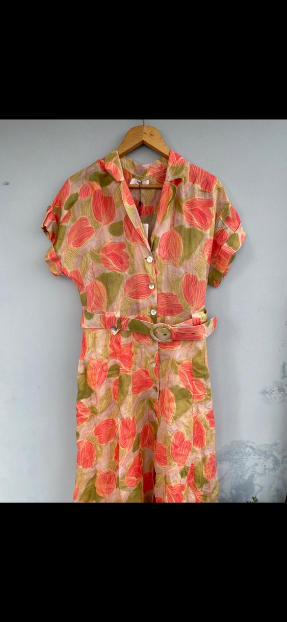 Adil ışık desenli kemerli elbise - Görsel 3