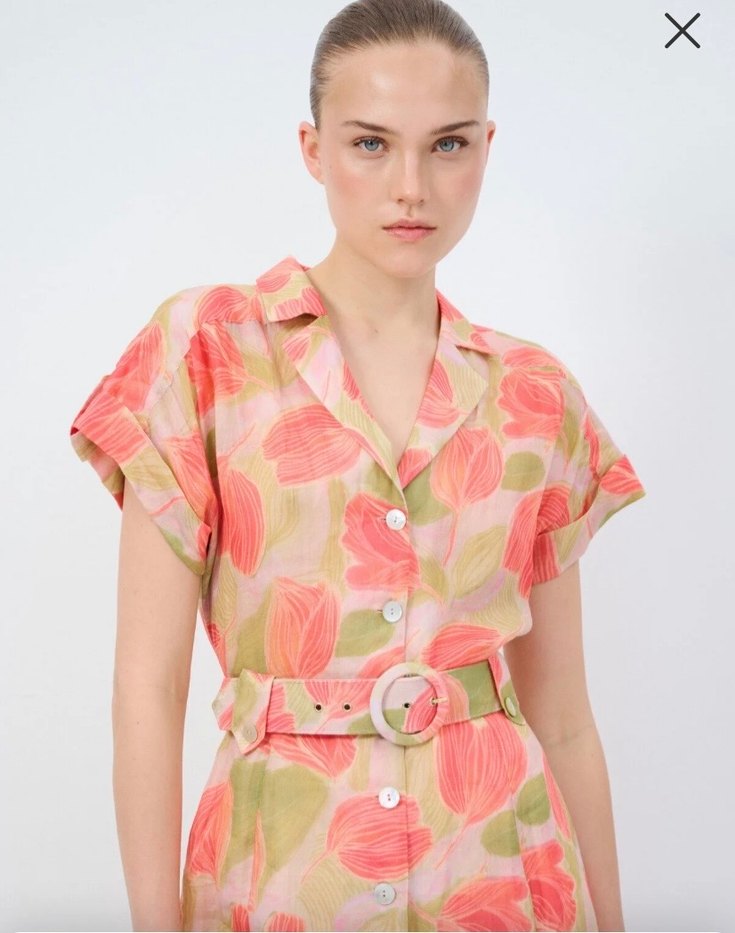 Adil ışık desenli kemerli elbise - Görsel 2