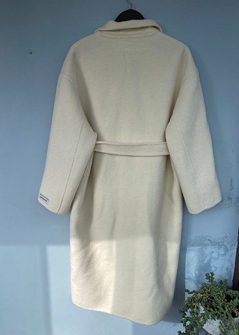 Adil ışık yün handmade Kuşaklı Ekru Kaban - Görsel 6