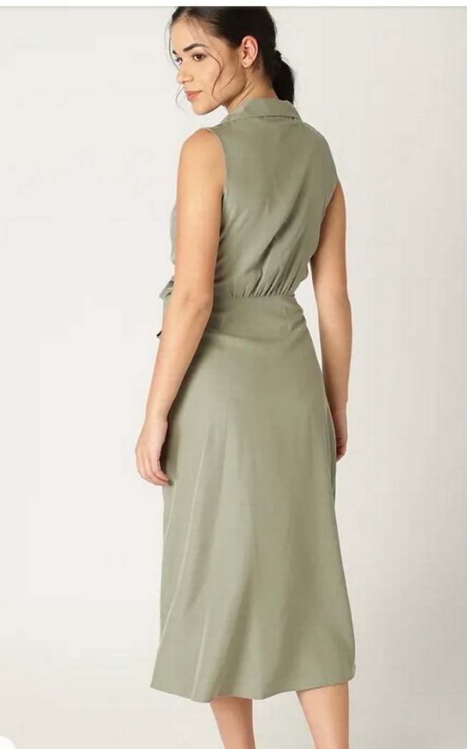 Mango tensel kumaş kruvaze elbise - Görsel 3