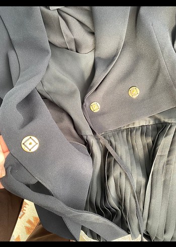 ADİL IŞIK  Pliseli Uzun Ceket Elbise - Görsel 7