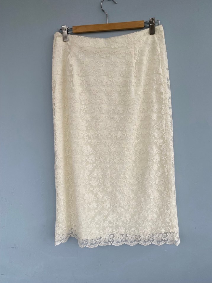 Adil ışık dantel midi etek - Görsel 5