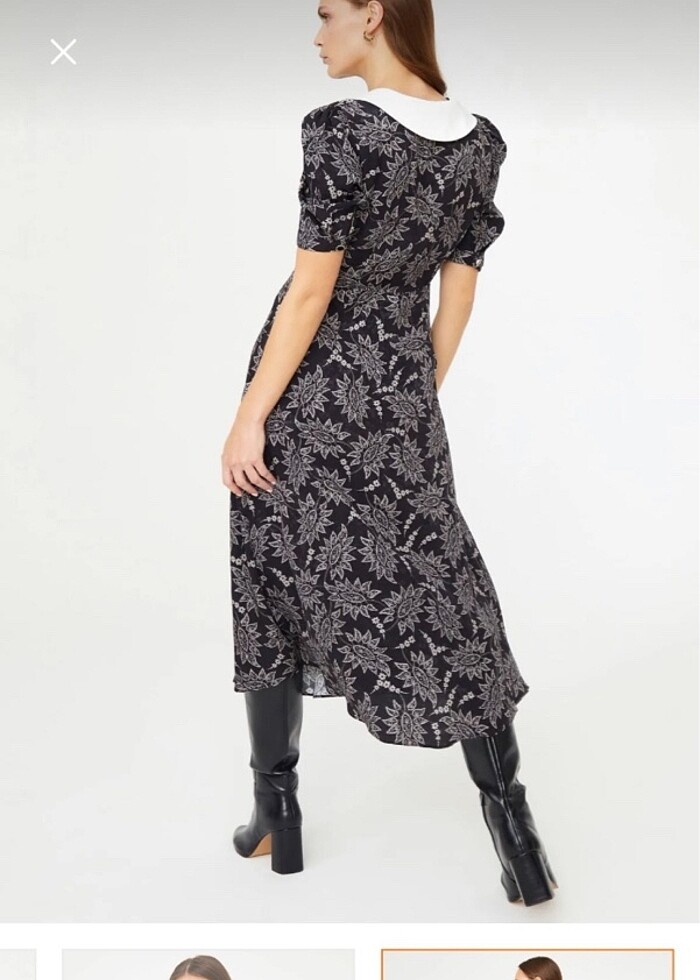 Adil ışık balon kol desenli elbise - Görsel 3