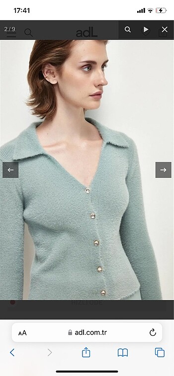 Adil ışık mint taş düğmeli hırka - Görsel 2