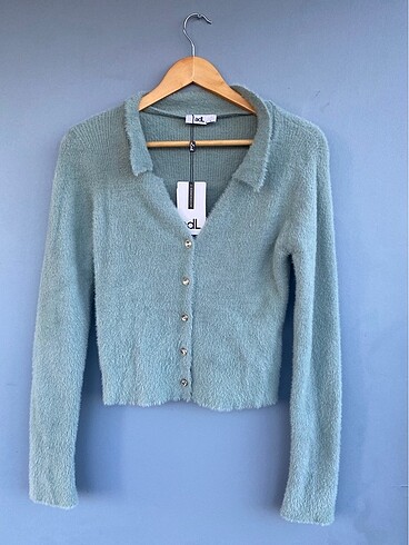 Adil ışık mint taş düğmeli hırka - Görsel 4