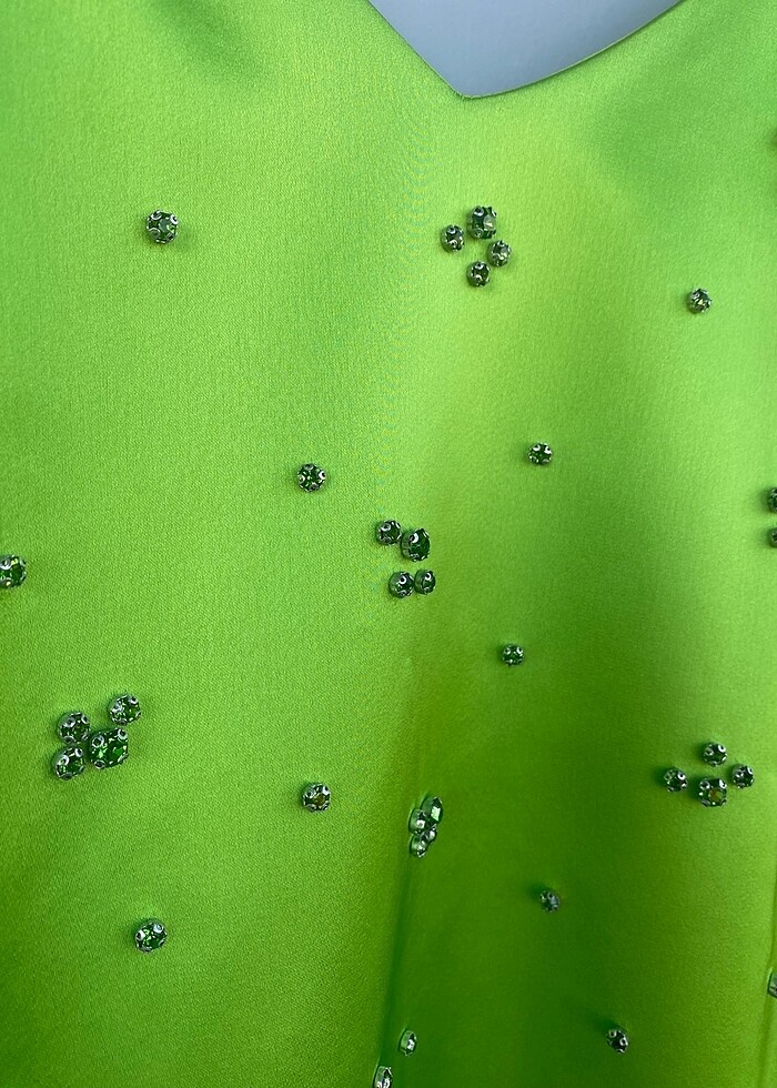 Mert aslan taşlı saten elbise - Görsel 4