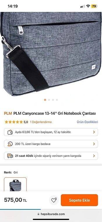 Beden gri Renk Laptop çantası