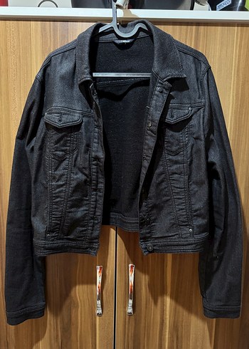 Kadın Siyah Düğmeli Denim Ceket