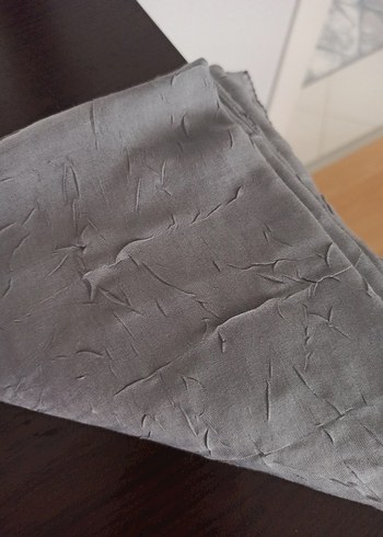 Gri Keten Kadın Şal, Pliseli bambu kraş şal