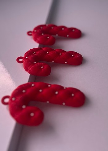 Kırmızı Şeker Kamışı Noel Süsü - 3lü Set - Görsel 3