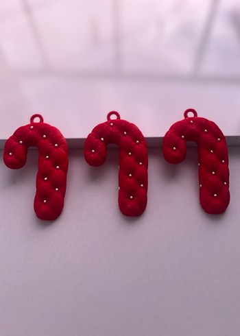 Kırmızı Şeker Kamışı Noel Süsü - 3lü Set - Görsel 2