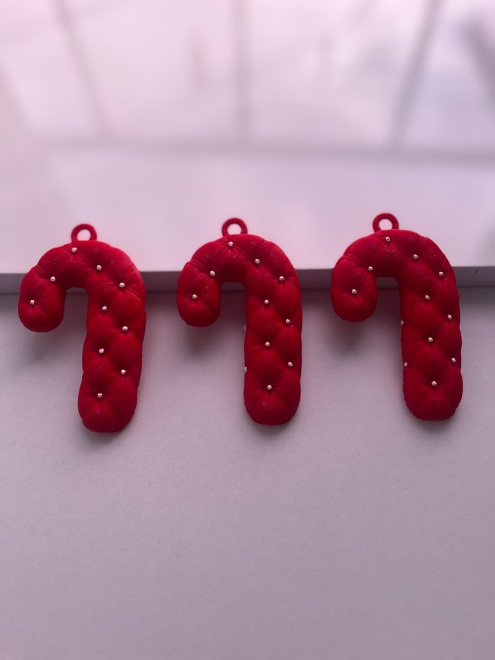 Kırmızı Şeker Kamışı Noel Süsü - 3lü Set - Görsel 2