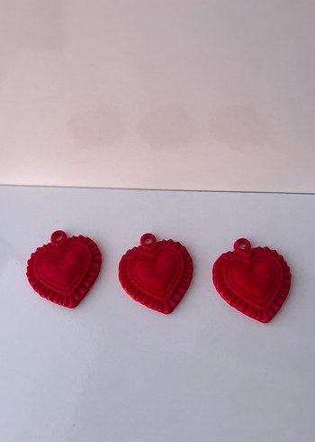 Kırmızı Kalp Yılbaşı Süsü - Yılbaşı Dekoru 3lü - Görsel 2