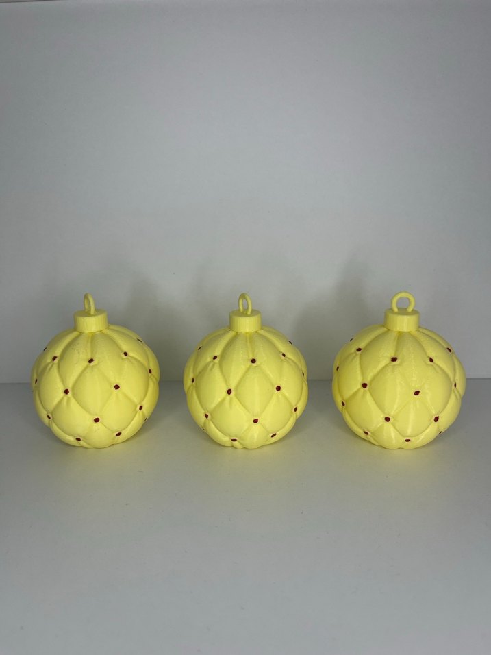 Pastel Sarı Kapitone Noel Ağacı Süsü  3lü Yılbaşı Dekoru - Görsel 2