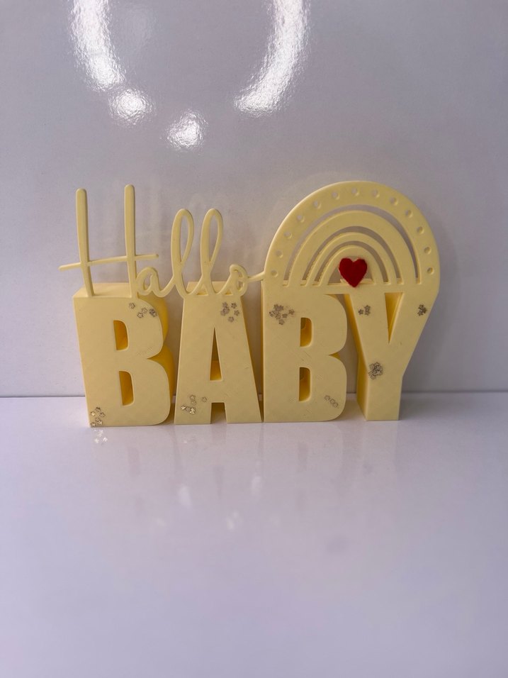 Hallo Baby Bebek Odası Dekoru  Pastel Sarı Masa Üstü Yazı - Görsel 2