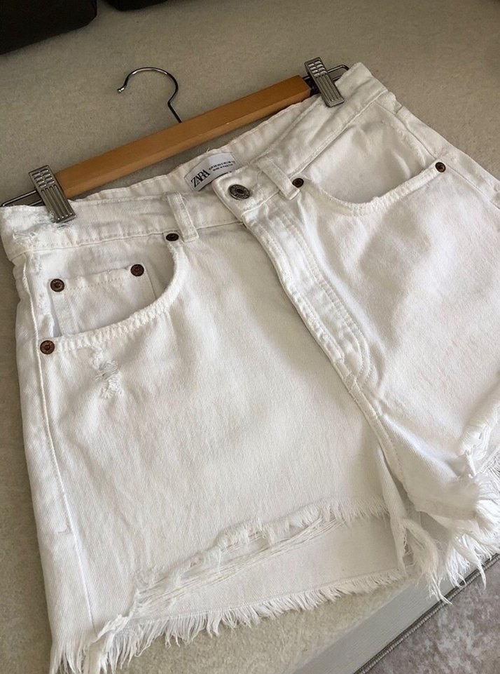 Zara Beyaz Jean Şort - Görsel 2