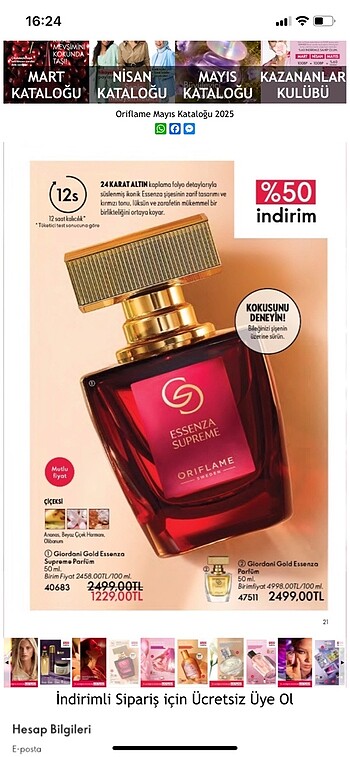Oriflame Yeni jelatinli