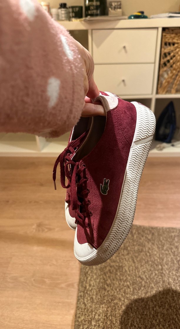 Bordo Süet Kadın Spor Ayakkabı Velcro - Görsel 3