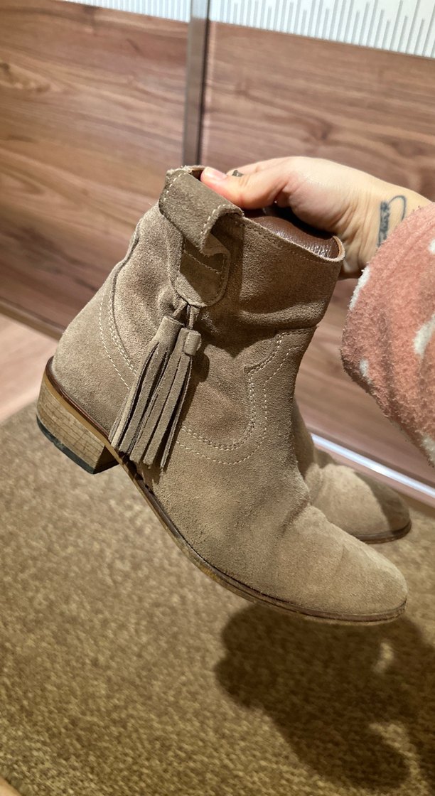 Püsküllü Süet Kadın Bot - Bej - Görsel 3