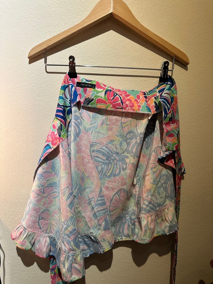 Renkli Dökümlü Mini Bohem Etek - Görsel 4