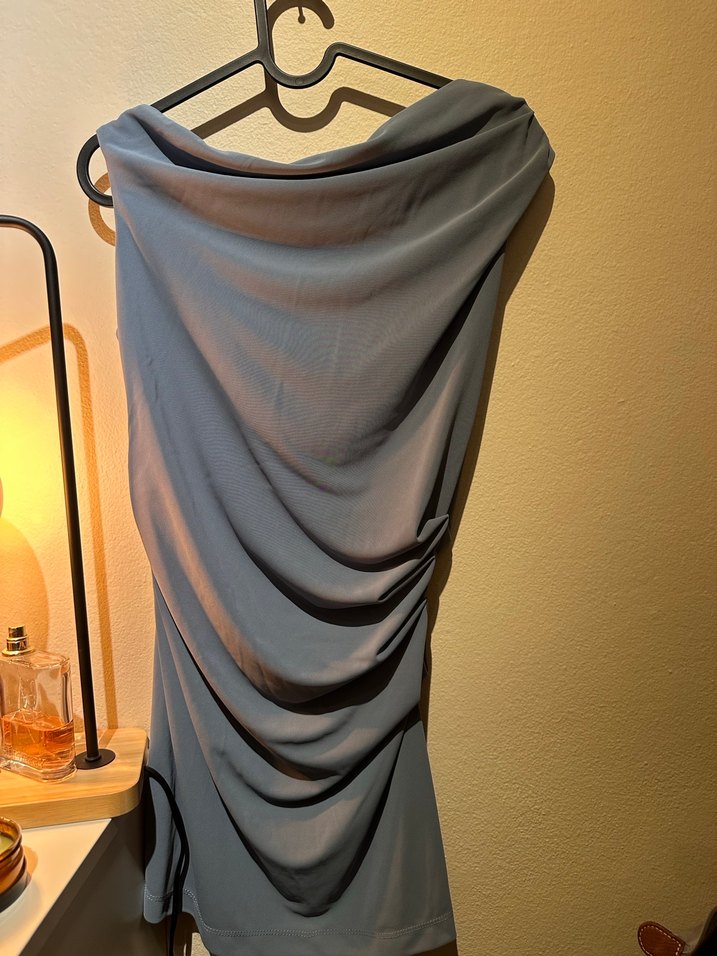 Gri Drapeli Uzun Abiye Elbise - Görsel 3