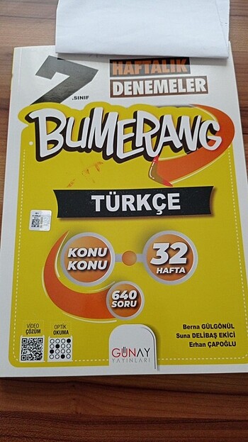 Günay yayinlari bumerang 7. Sınıf Türkçe soru Bankası 
