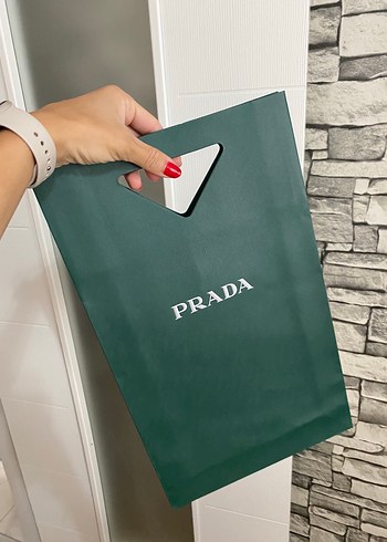 Beden yeşil Renk Yeşil PRADA Baskılı Kağıt Çanta