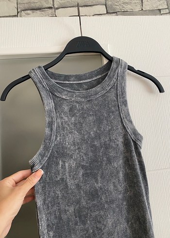 s Beden gri Renk Gri Kolsuz Uzun Denim Elbise