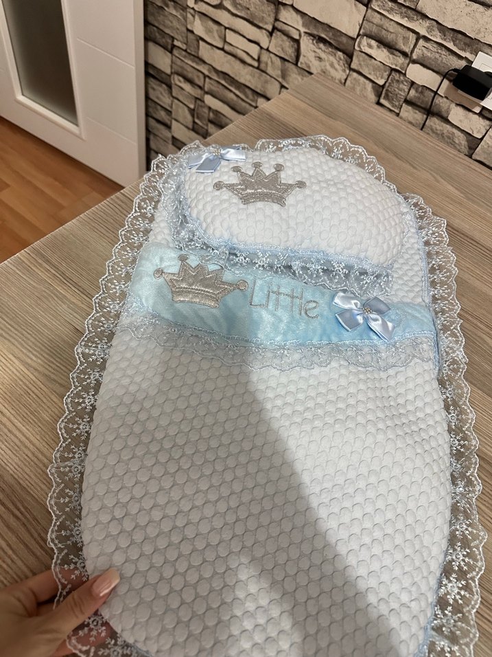 Bebek yatak Nakışlı Beyaz Bebek Uyku Seti - Görsel 2