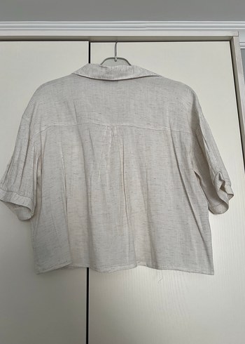 m Beden ten rengi Renk Bej Keten Kısa Kollu Gömlek M-L uyumlu