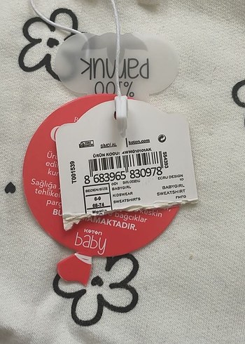 Çiçek Desenli Beyaz Kız Sweatshirt - Görsel 6