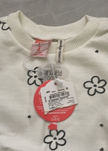 Çiçek Desenli Beyaz Kız Sweatshirt - Görsel 4