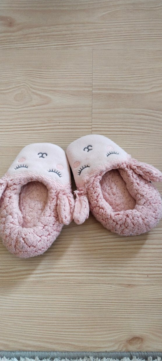 Kız Çocuk Pembe Nakışlı Sıcak Terlik - Görsel 3