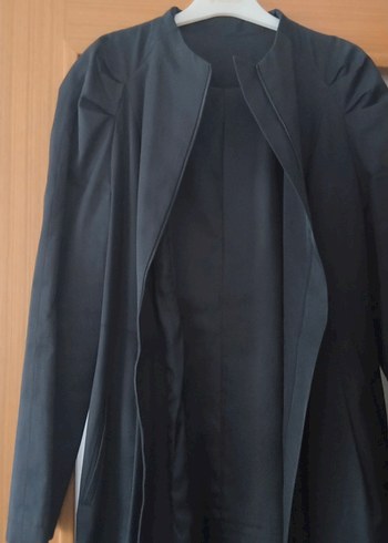 siyah kadın trençkot - Görsel 5