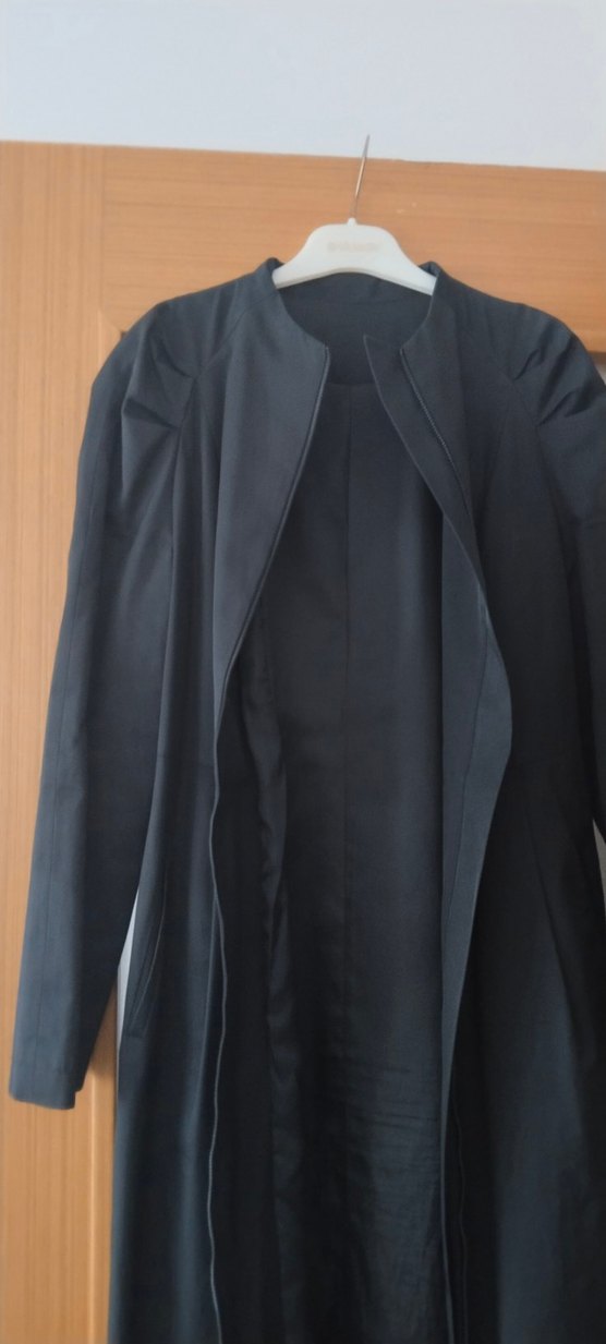 siyah kadın trençkot - Görsel 5