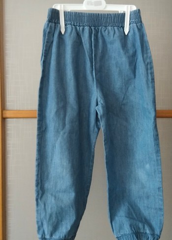 unisex Mavi Bol Kesim Kot Pantolon - Görsel 2