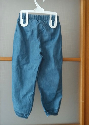 unisex Mavi Bol Kesim Kot Pantolon - Görsel 4