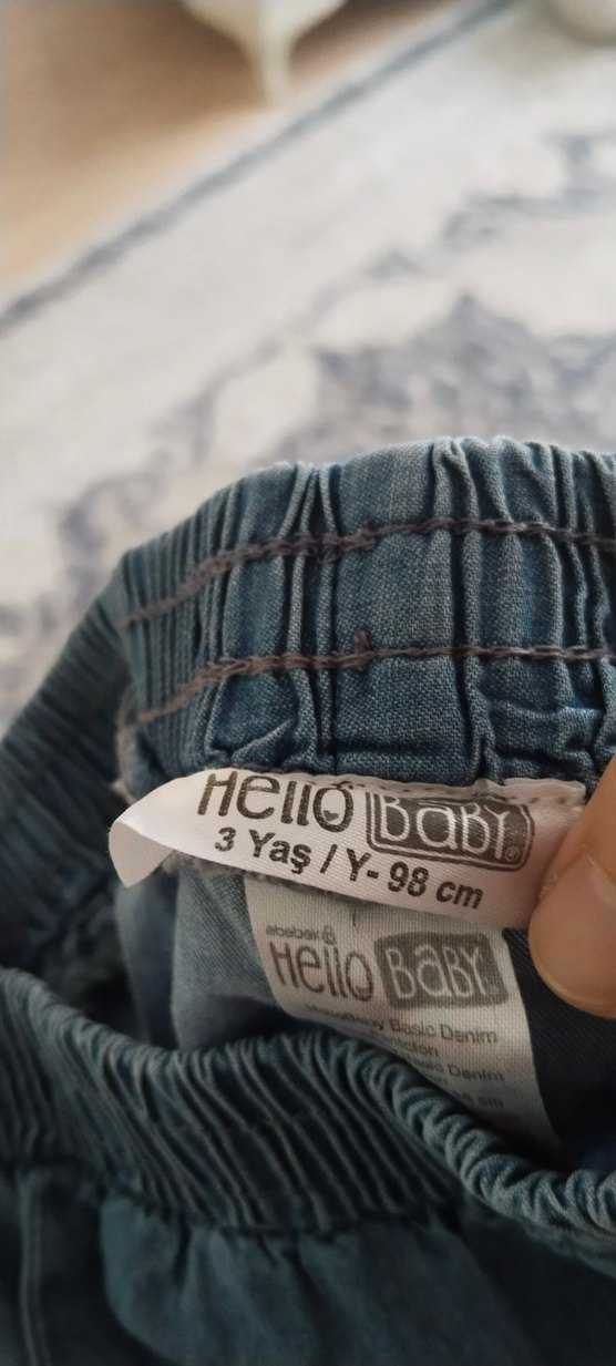 unisex Mavi Bol Kesim Kot Pantolon - Görsel 5