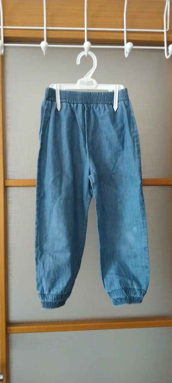 unisex Mavi Bol Kesim Kot Pantolon - Görsel 3