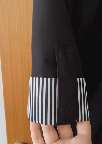 Siyah Uzun kadın trençkot - Görsel 5