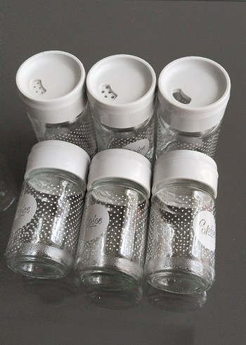 Beyaz Kapaklı Cam Baharat Kavanozları - Görsel 2