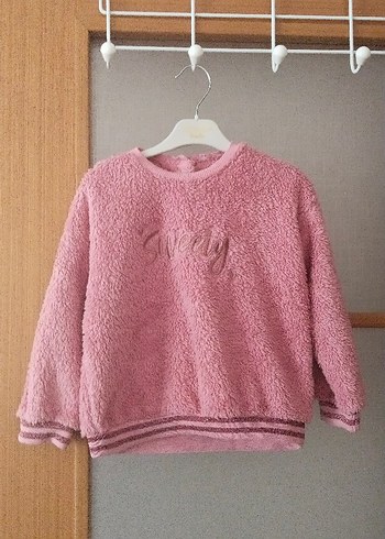 Kız Çocuk Pembe Nakışlı Sweatshirt - Görsel 2