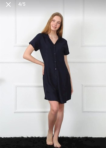 Kadın Lacivert Kısa Kollu Mini Elbise - Görsel 3