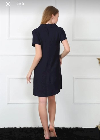 Kadın Lacivert Kısa Kollu Mini Elbise - Görsel 4